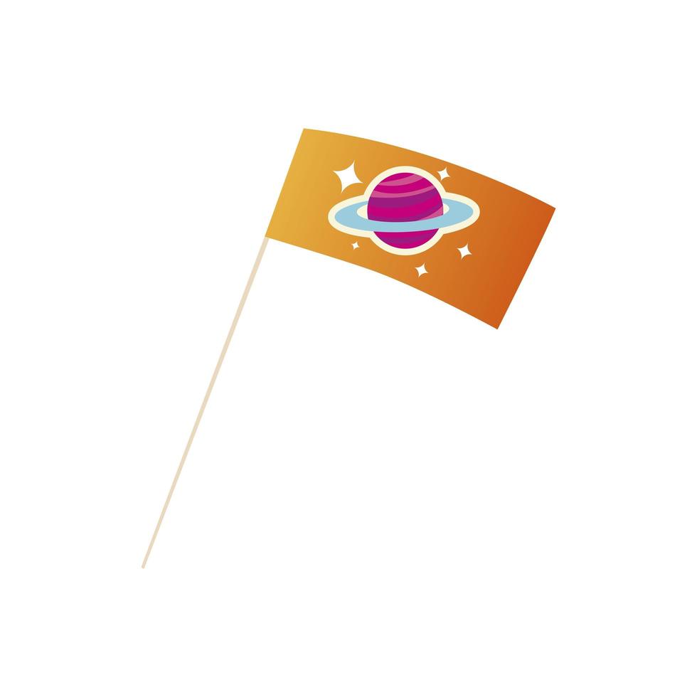 Weltraumflagge mit Planeten-Galaxie-Sonnensystem-Cartoon-Symbol auf weißem Hintergrund vektor