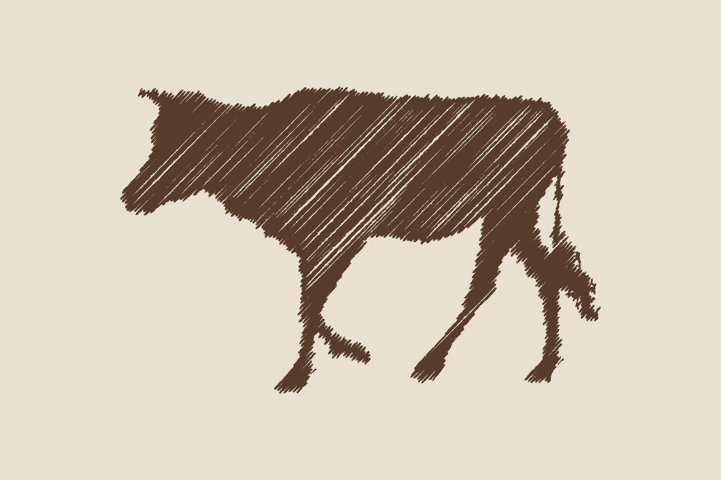 Jahrgang Gravur isoliert Kuh einstellen Illustration Tinte skizzieren. vektor