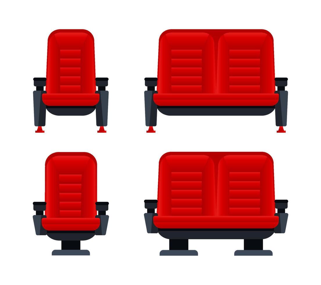 röd film teater säten för bekväm tittar på filma. bio stol. vektor illustration