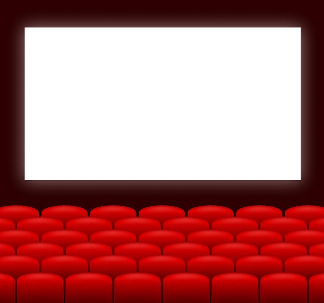 Kino Halle Innere mit rot Sitze. Kino Stuhl. Vektor Illustration