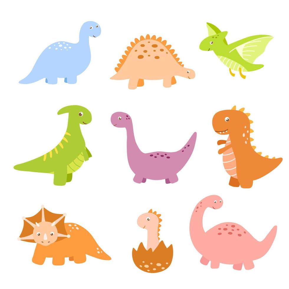 söt liten bebis dino t Rex. vektor färgrik illustration isolerat på vit bakgrund för ungar. uppsättning av annorlunda dinosaurier