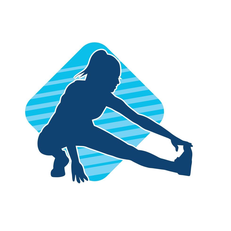 Silhouette von ein schlank sportlich Frau tun Pilates Übung. Silhouette von ein sportlich weiblich tun physisch Übung. vektor