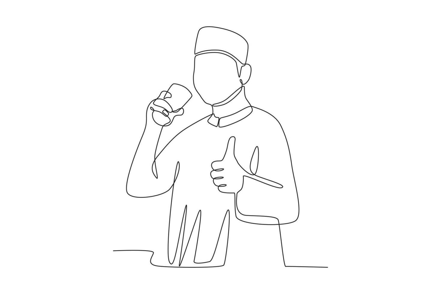 ein Mann ist posieren während Trinken vektor