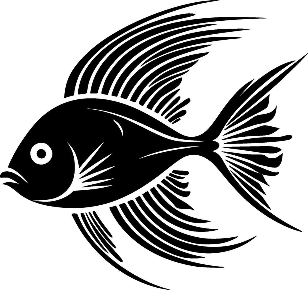 angelfish - svart och vit isolerat ikon - vektor illustration
