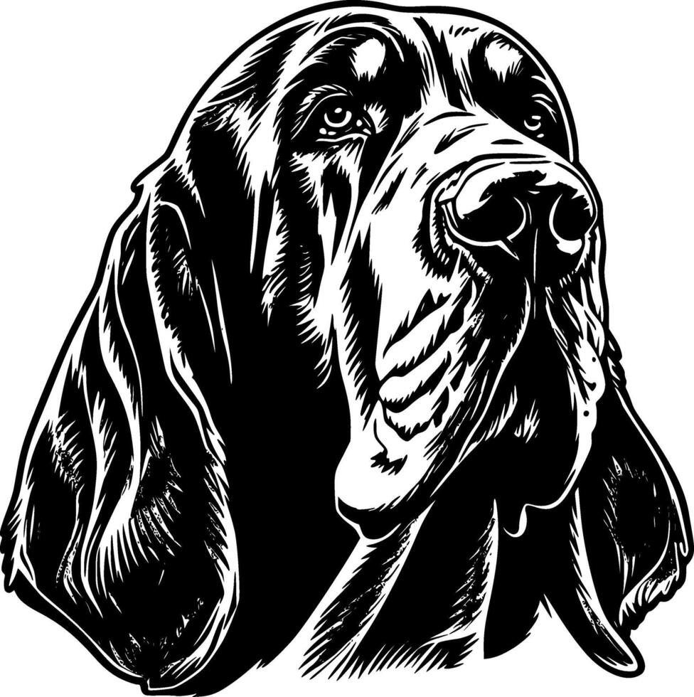 blodhund - svart och vit isolerat ikon - vektor illustration