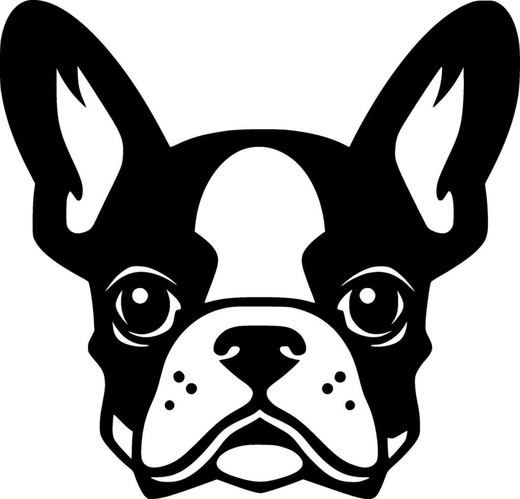 Boston Terrier - - schwarz und Weiß isoliert Symbol - - Vektor Illustration