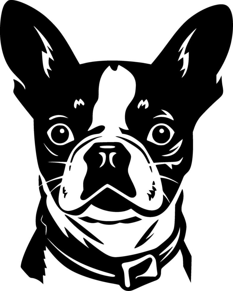 Boston Terrier - - schwarz und Weiß isoliert Symbol - - Vektor Illustration