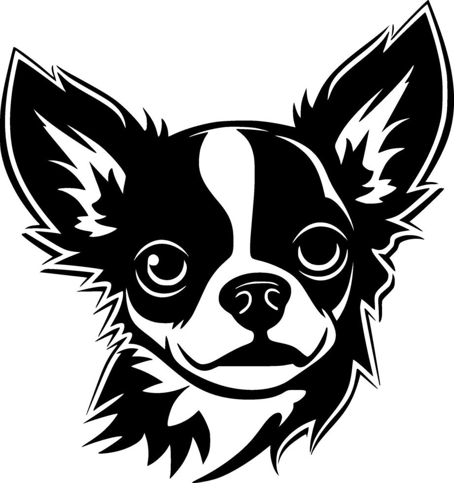 chihuahua - svart och vit isolerat ikon - vektor illustration