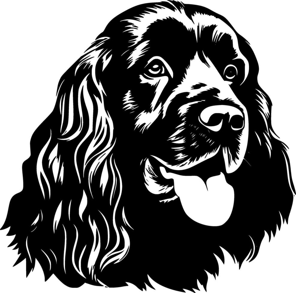 cockerspaniel spaniel - svart och vit isolerat ikon - vektor illustration