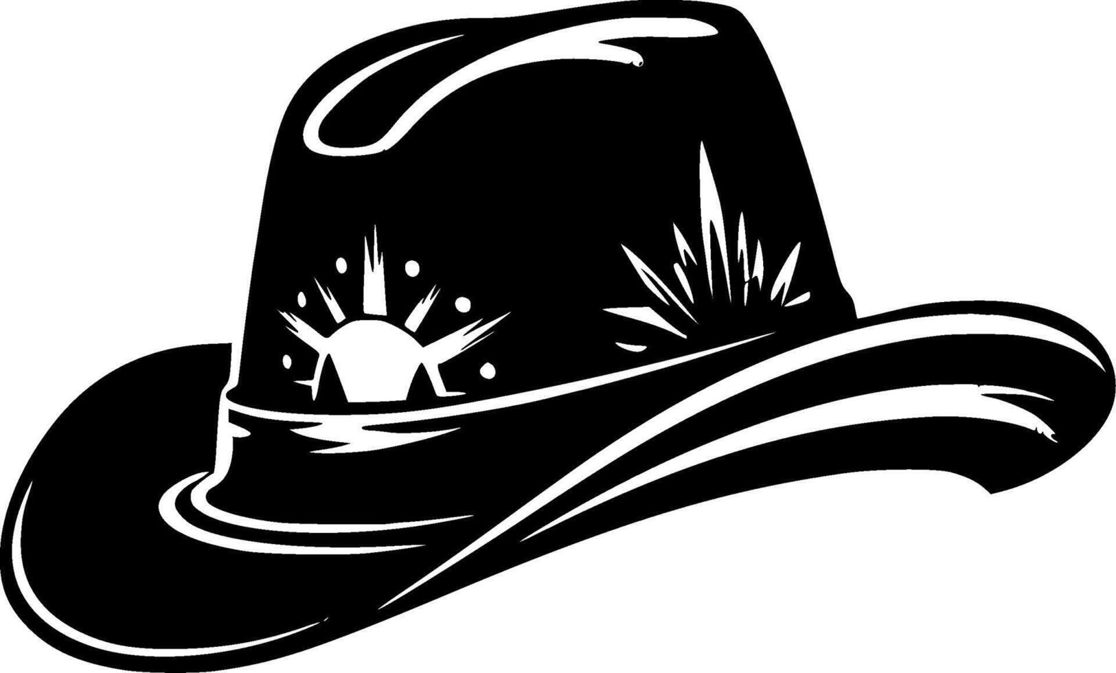 cowboy hatt, svart och vit vektor illustration