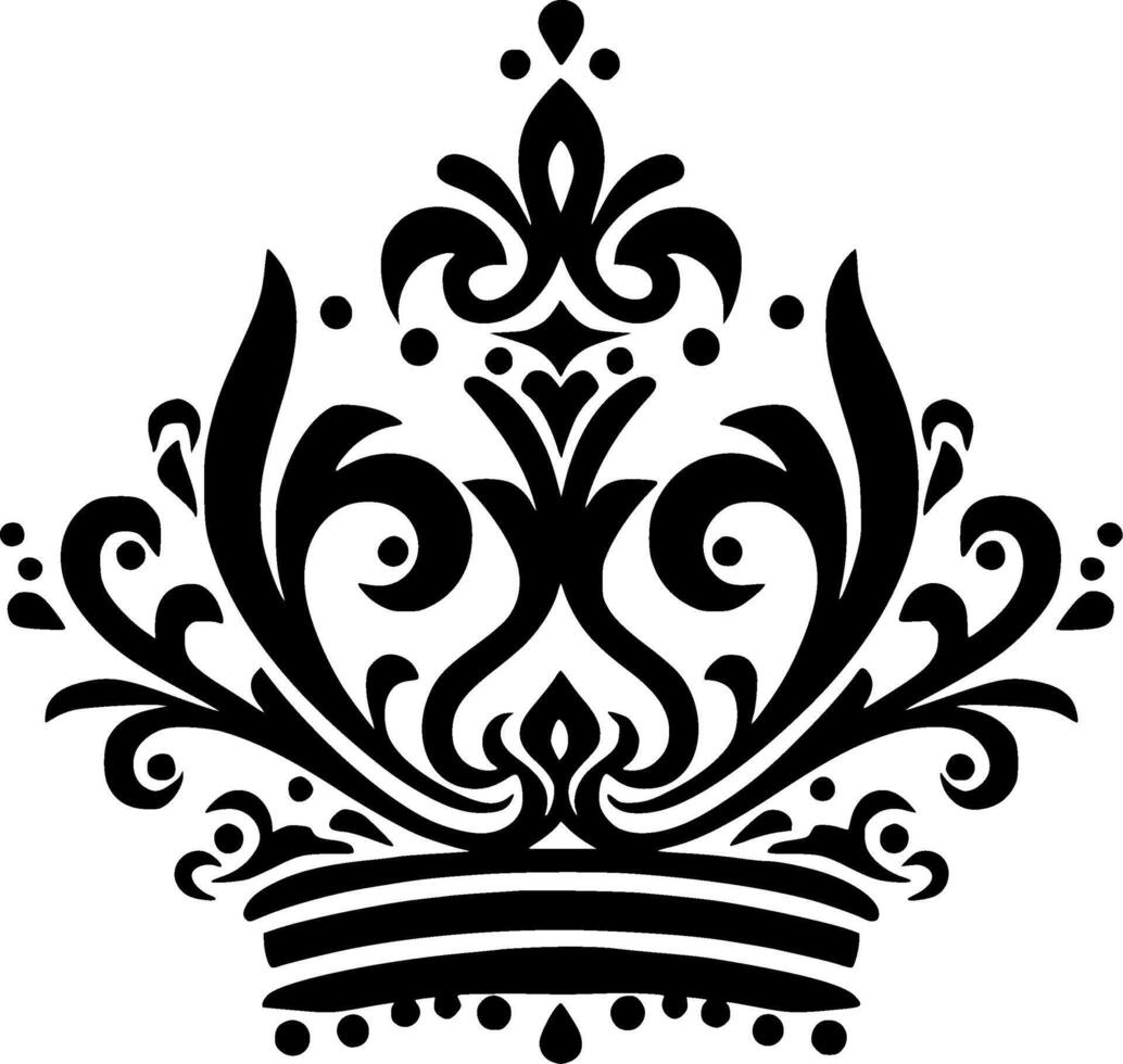 krona - svart och vit isolerat ikon - vektor illustration
