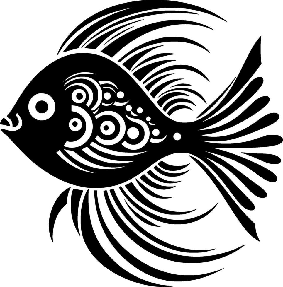 Fisch - - schwarz und Weiß isoliert Symbol - - Vektor Illustration