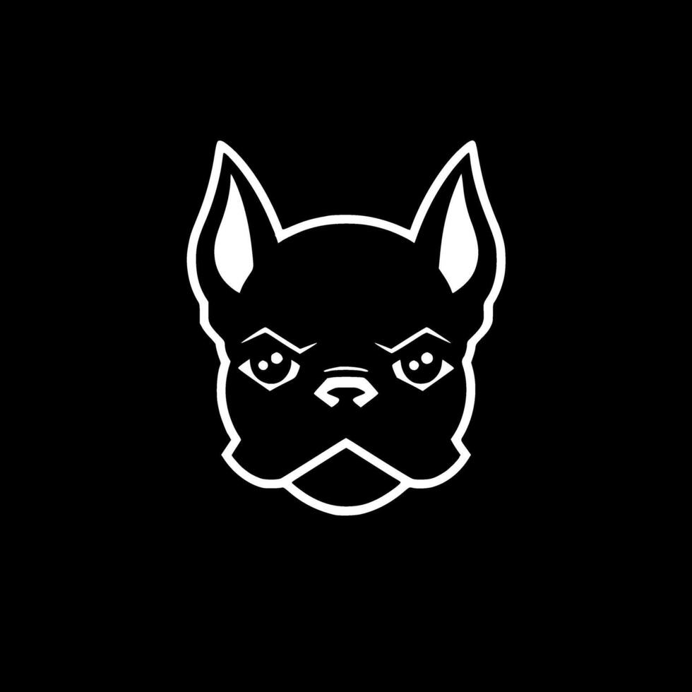 franska bulldogg, svart och vit vektor illustration