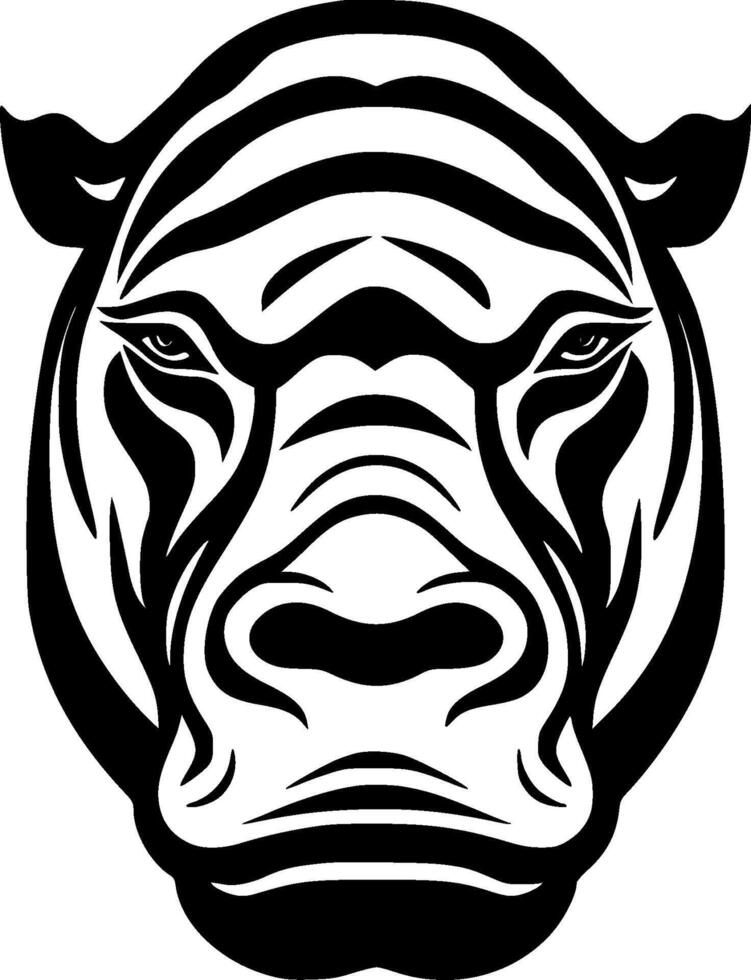 flodhäst - svart och vit isolerat ikon - vektor illustration
