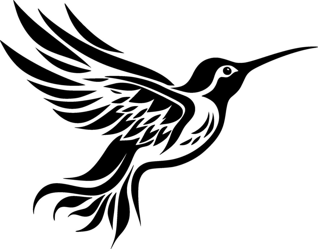 kolibri, svart och vit vektor illustration