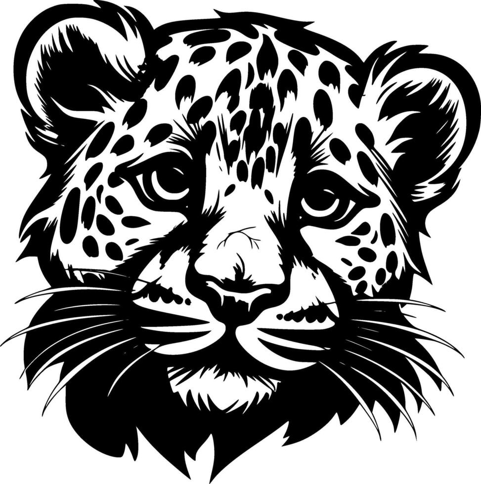 Leopard Baby, schwarz und Weiß Vektor Illustration