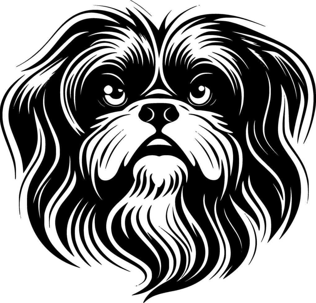 shih tzu - minimalistisk och platt logotyp - vektor illustration