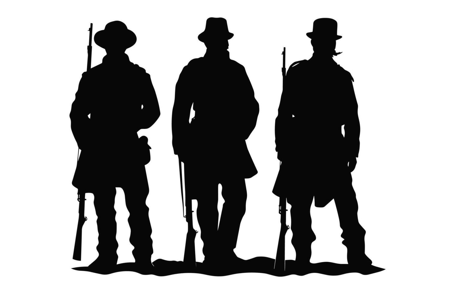 amerikanisch bürgerlich Krieg Soldaten Silhouette Vektor, bürgerlich Krieg Soldat schwarz Silhouetten vektor