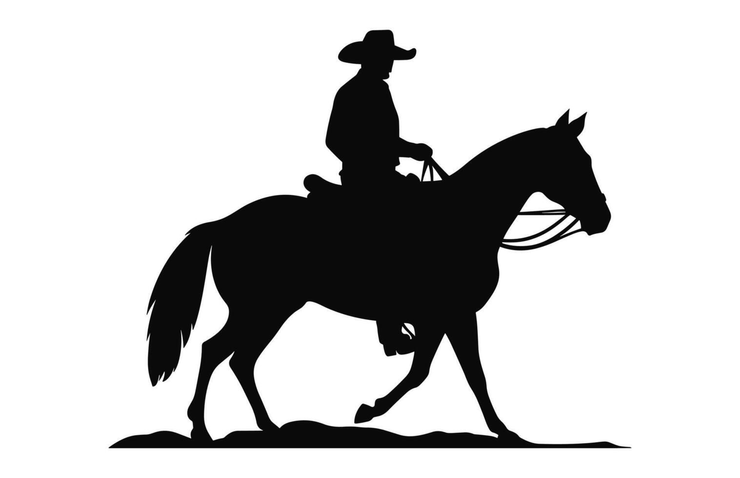 mexikansk cowboy ridning en häst vektor svart silhuett isolerat på en vit bakgrund