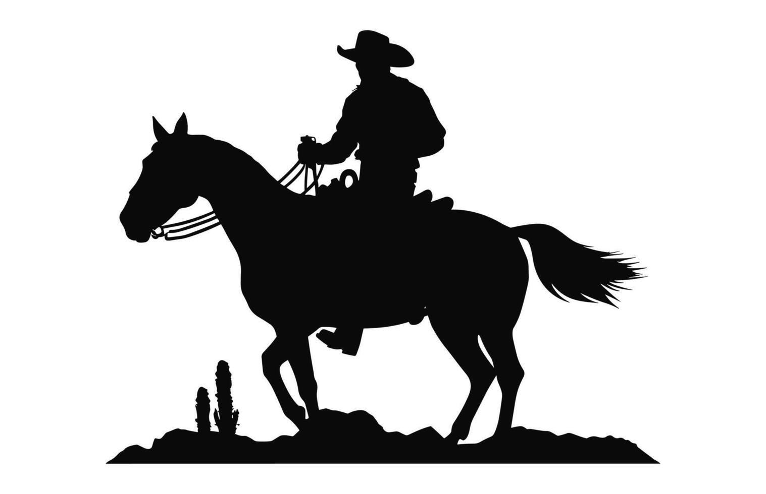 Mexikaner Cowboy Reiten ein Pferd Vektor schwarz Silhouette isoliert auf ein Weiß Hintergrund