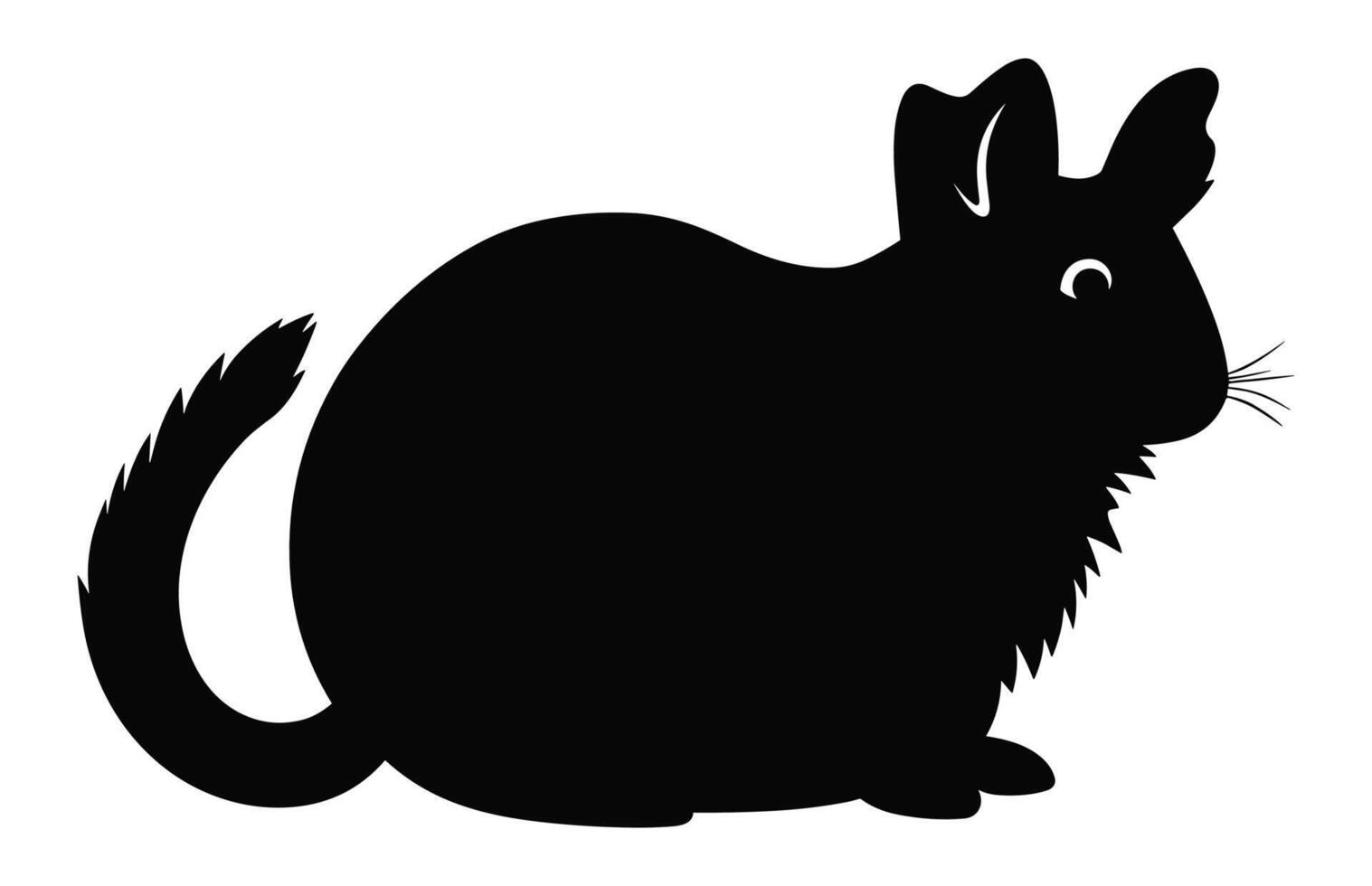 Chinchilla Silhouette Vektor isoliert auf ein Weiß Hintergrund, Hamster schwarz Clip Art