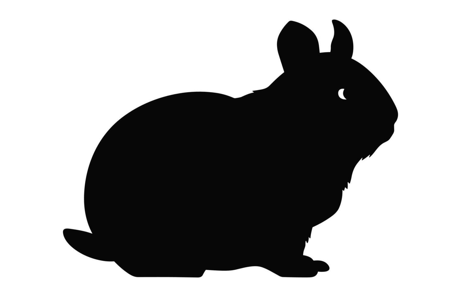 Chinchilla Silhouette Vektor isoliert auf ein Weiß Hintergrund, Hamster schwarz Clip Art