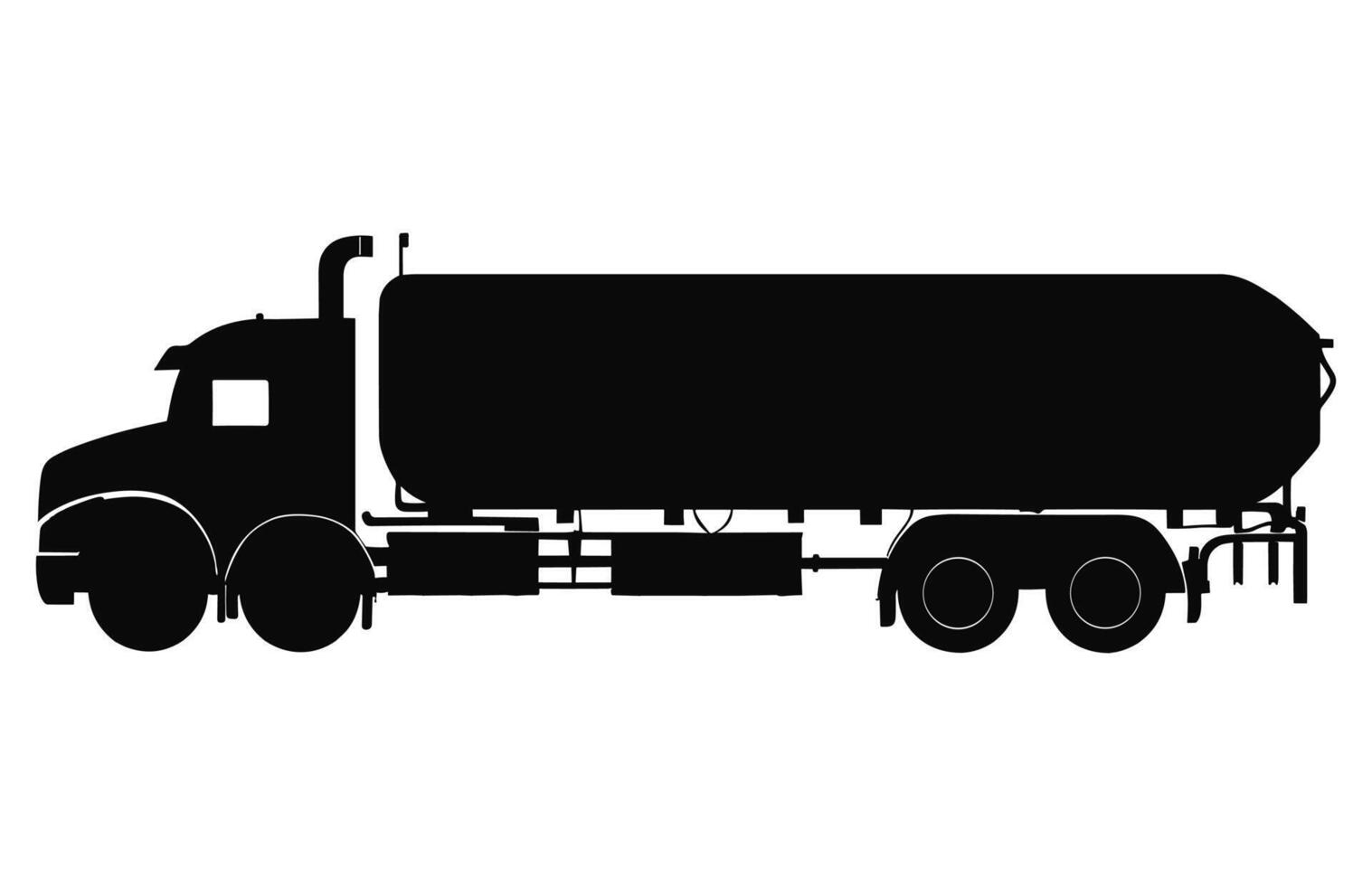 Tanker LKW schwarz Silhouette Vektor, Treibstoff Panzer LKW Vektor Clip Art isoliert auf ein Weiß Hintergrund
