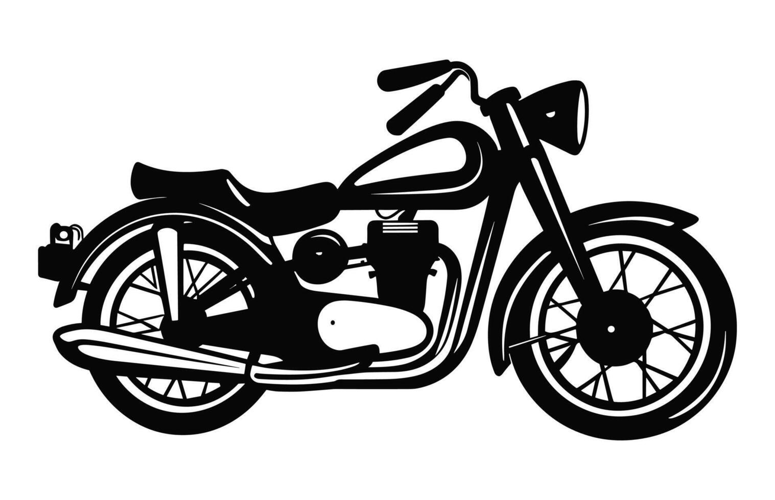 motorcykel vektor svart och vit silhuett isolerat på en vit bakgrund, motorcykel silhuett ClipArt