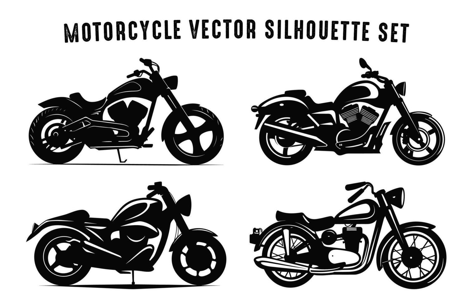 motorcykel vektor svart silhuett bunt, motorcykel silhuetter ClipArt uppsättning