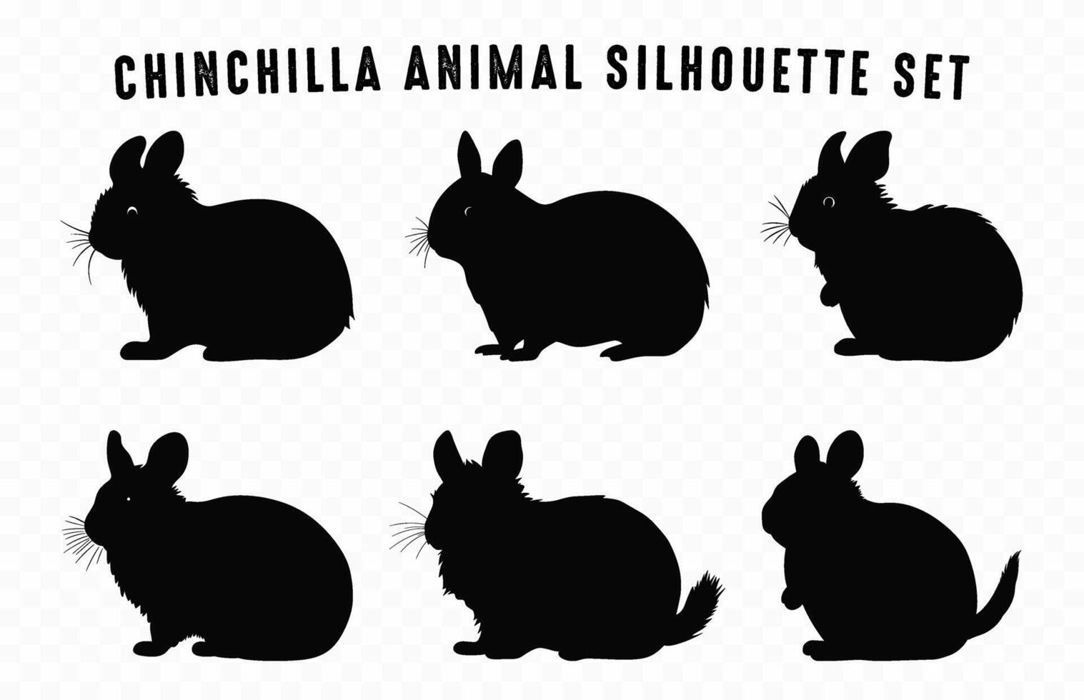 chinchilla svart silhuetter vektor uppsättning, hamster silhuett bunt, chinchilla djur- svart ClipArt samling