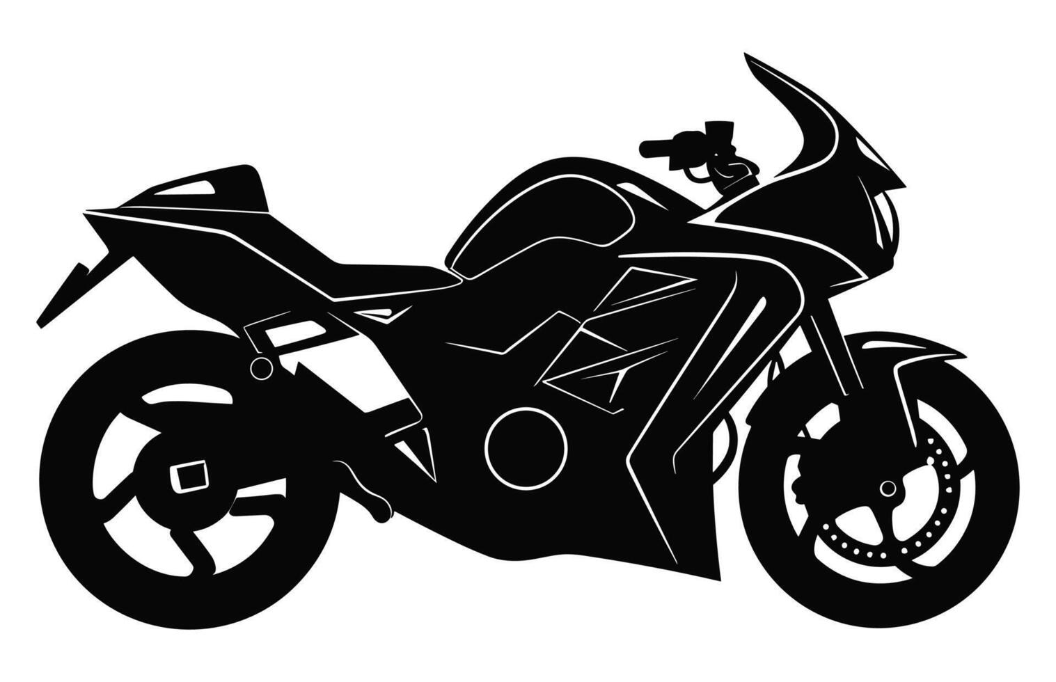 motorcykel vektor svart och vit silhuett isolerat på en vit bakgrund