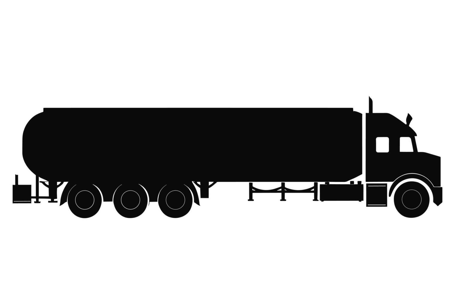 Tanker LKW schwarz Silhouette Vektor, Treibstoff Panzer LKW Vektor Clip Art isoliert auf ein Weiß Hintergrund