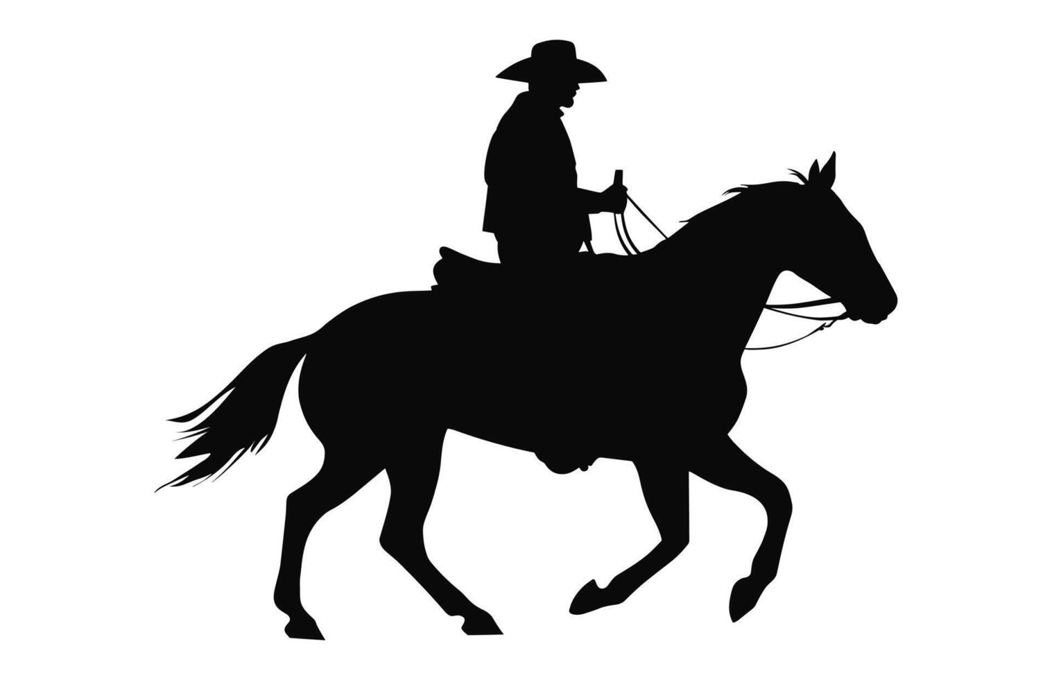 mexikansk cowboy ridning en charro häst silhuett vektor isolerat på en vit bakgrund, charro häst svart ClipArt