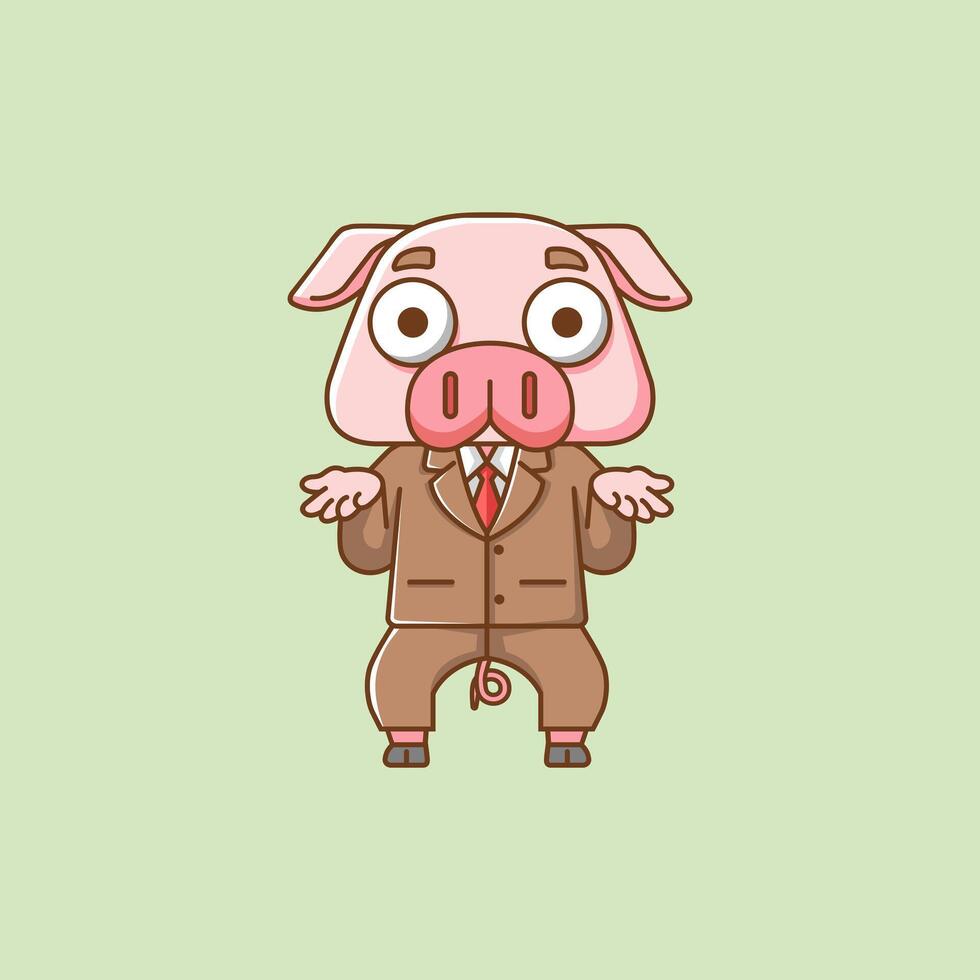 süß Schwein Geschäftsmann passen Büro Arbeitskräfte Karikatur Tier Charakter Maskottchen Symbol eben Stil Illustration Konzept vektor