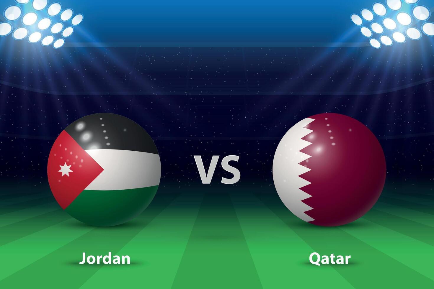 Jordan vs. Süd Korea. schlagen Finale Asien 2023, Fußball Anzeigetafel vektor