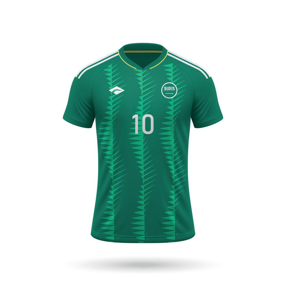 3d realistisk fotboll jersey saudi arabien nationell team vektor