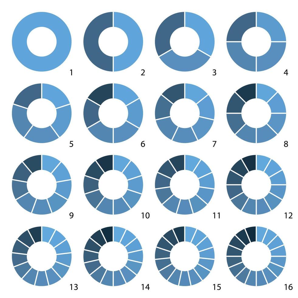 uppsättning av färgrik runda grafisk paj diagram ikoner. vektor