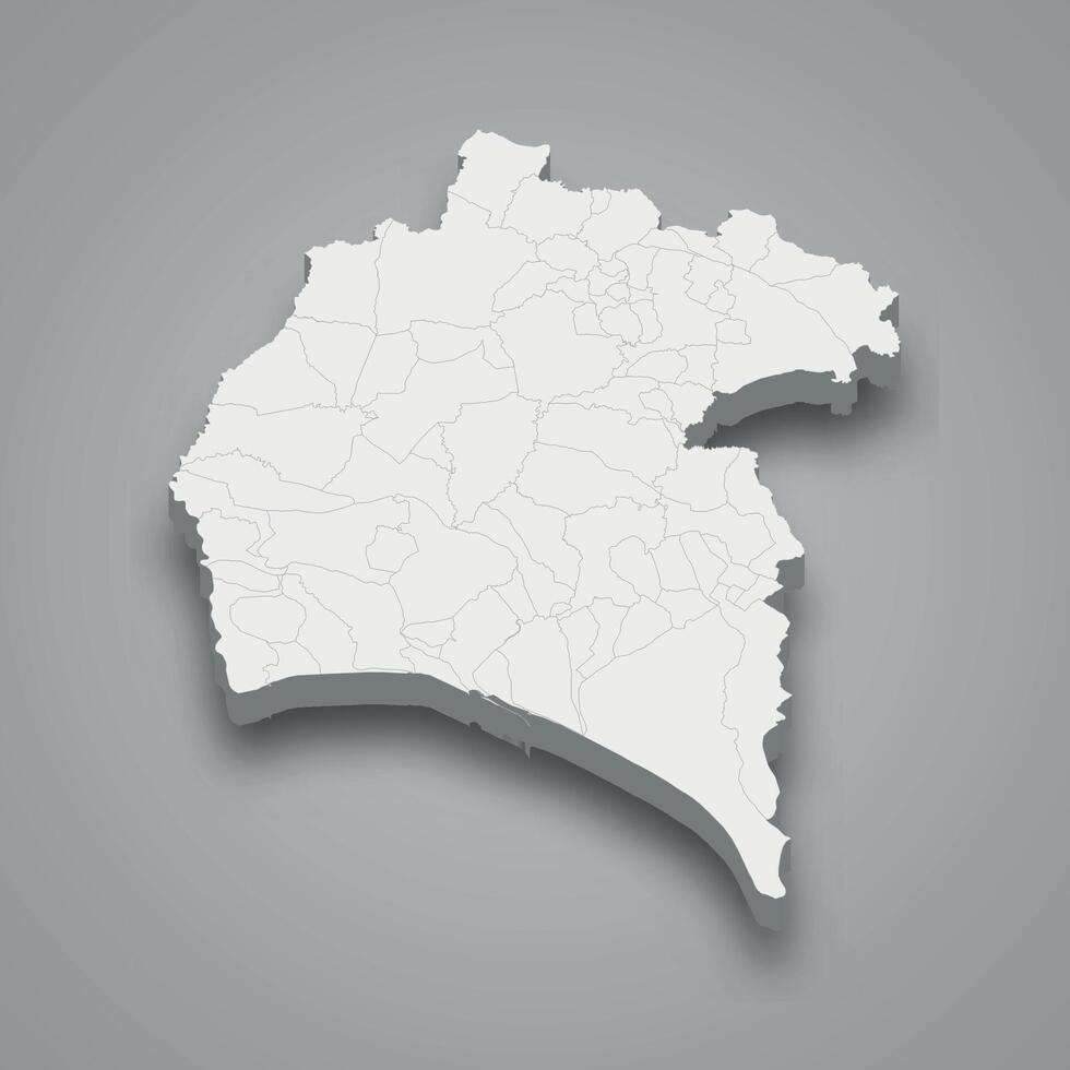 3d isometrisk Karta av huelva är en provins av Spanien vektor