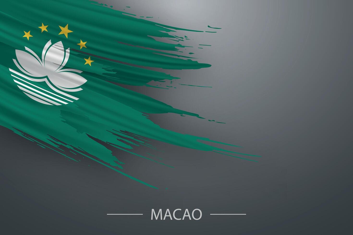 3d Grunge Bürste Schlaganfall Flagge von Macao vektor