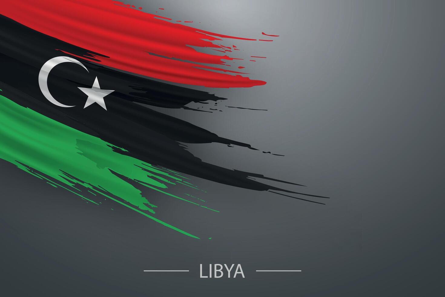 3d Grunge Bürste Schlaganfall Flagge von Libyen vektor