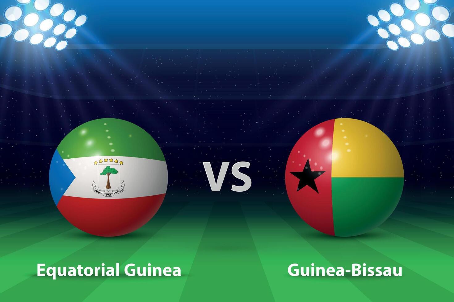 äquatorial Guinea vs. Guinea bissau Fußball Anzeigetafel Übertragung Grafik vektor