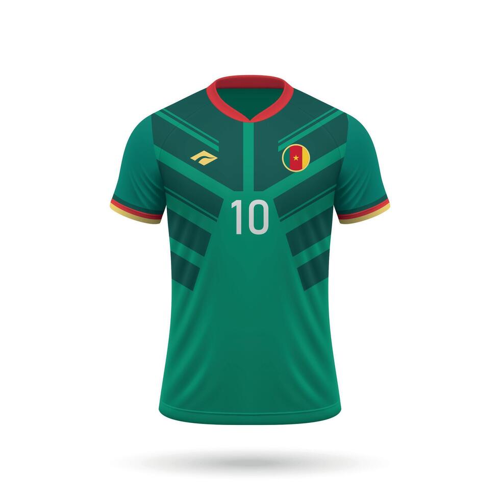 3d realistisch Fußball Jersey Kamerun National Mannschaft 2024 vektor