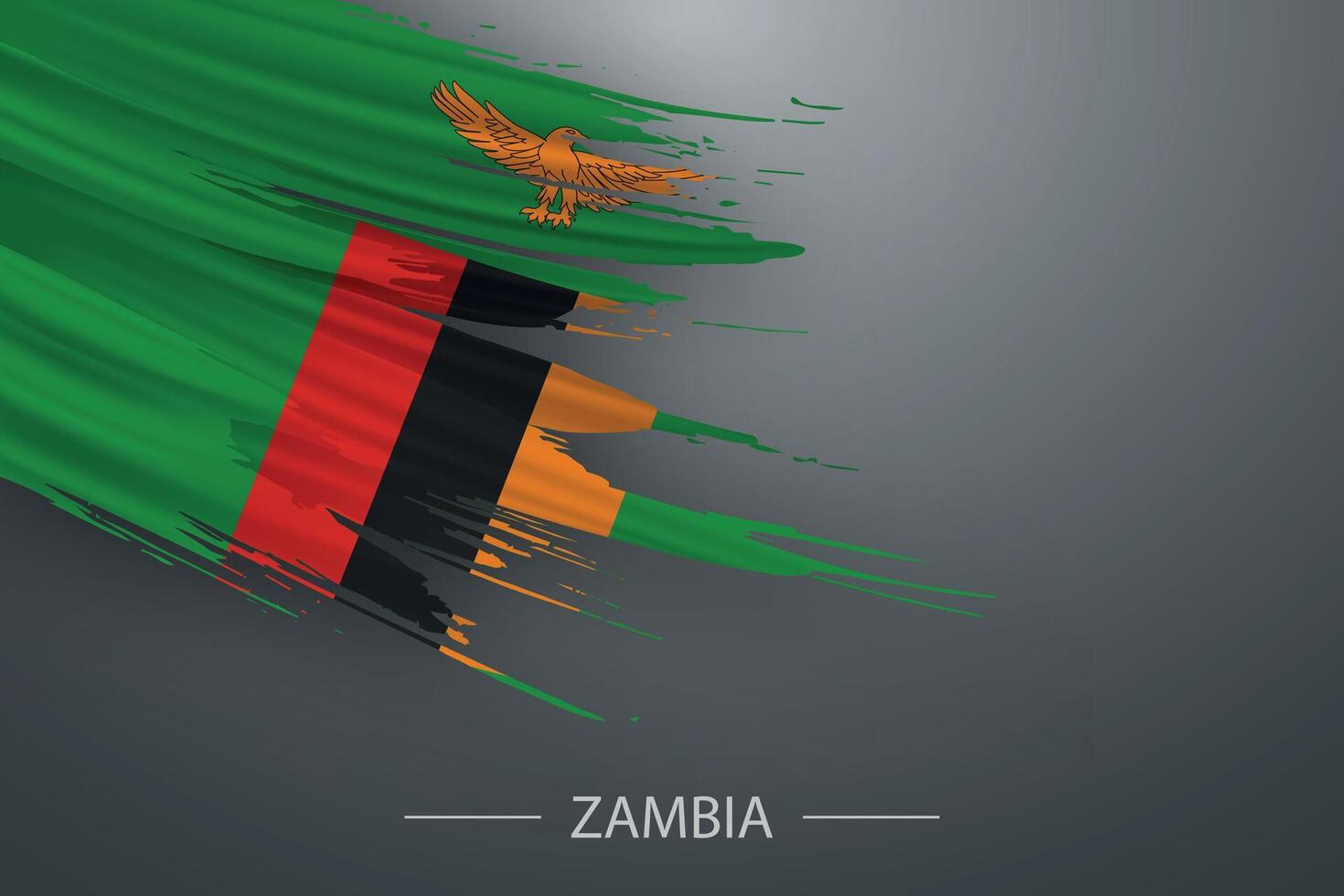 3d Grunge Bürste Schlaganfall Flagge von Sambia vektor