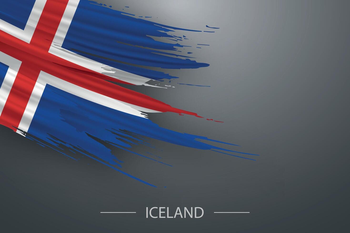 3d Grunge Bürste Schlaganfall Flagge von Island vektor