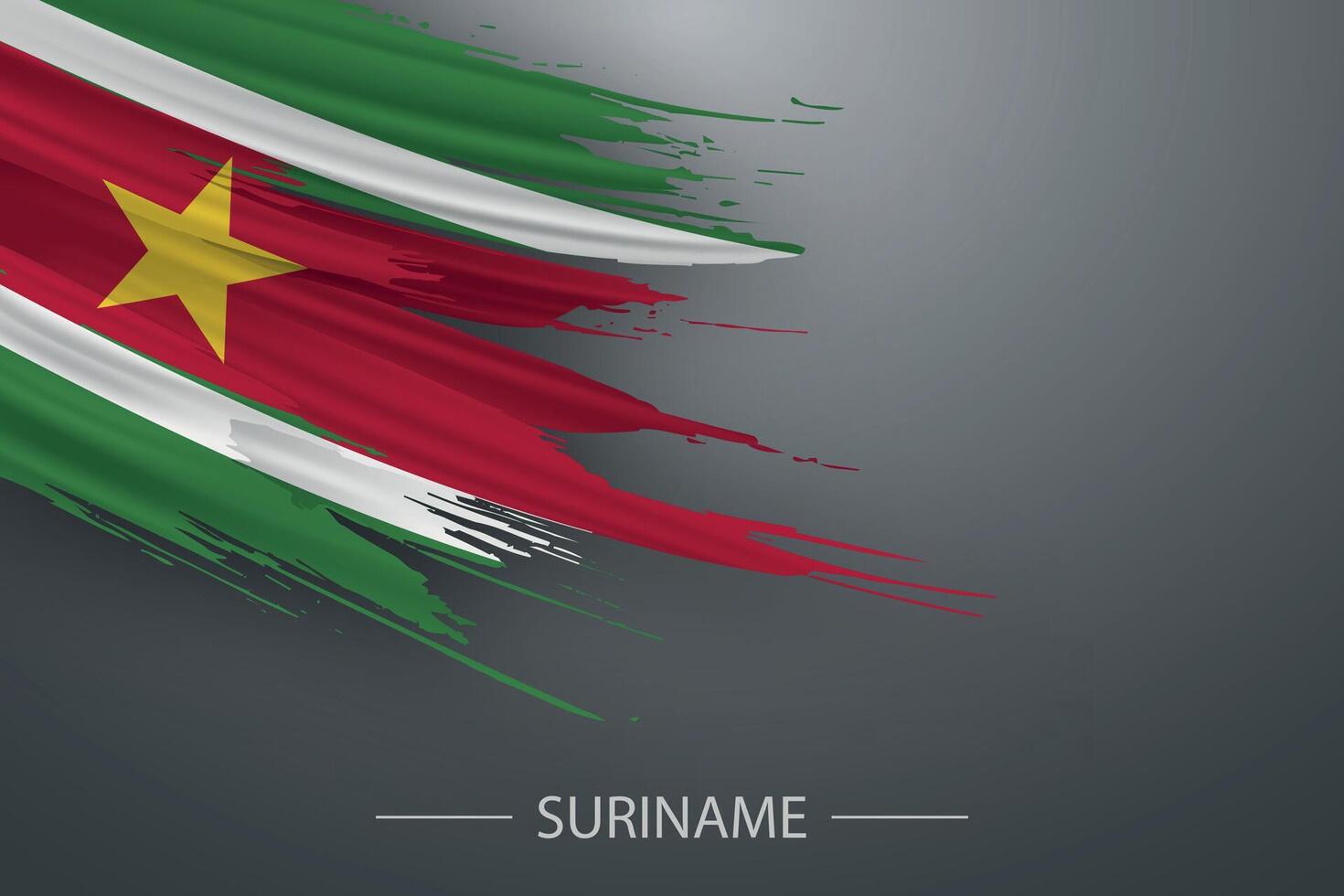 3d Grunge Bürste Schlaganfall Flagge von suriname vektor