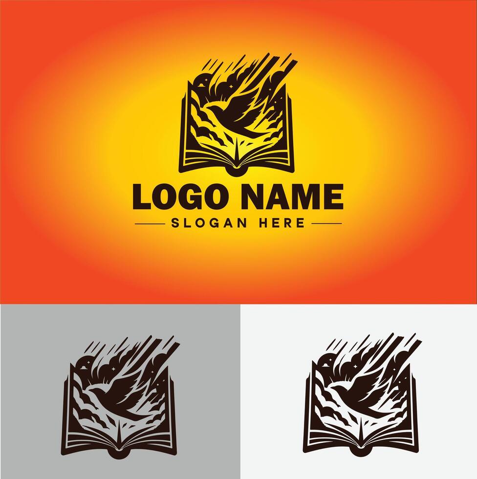 bok logotyp ikon vektor för bokhandel bok företag utgivare encyklopedi bibliotek utbildning logotyp mall