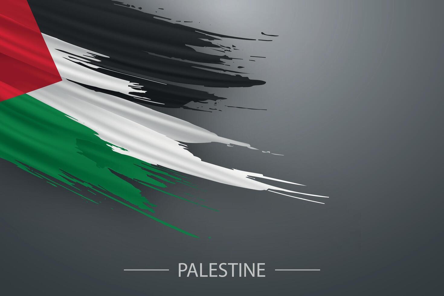 3d Grunge Bürste Schlaganfall Flagge von Palästina vektor