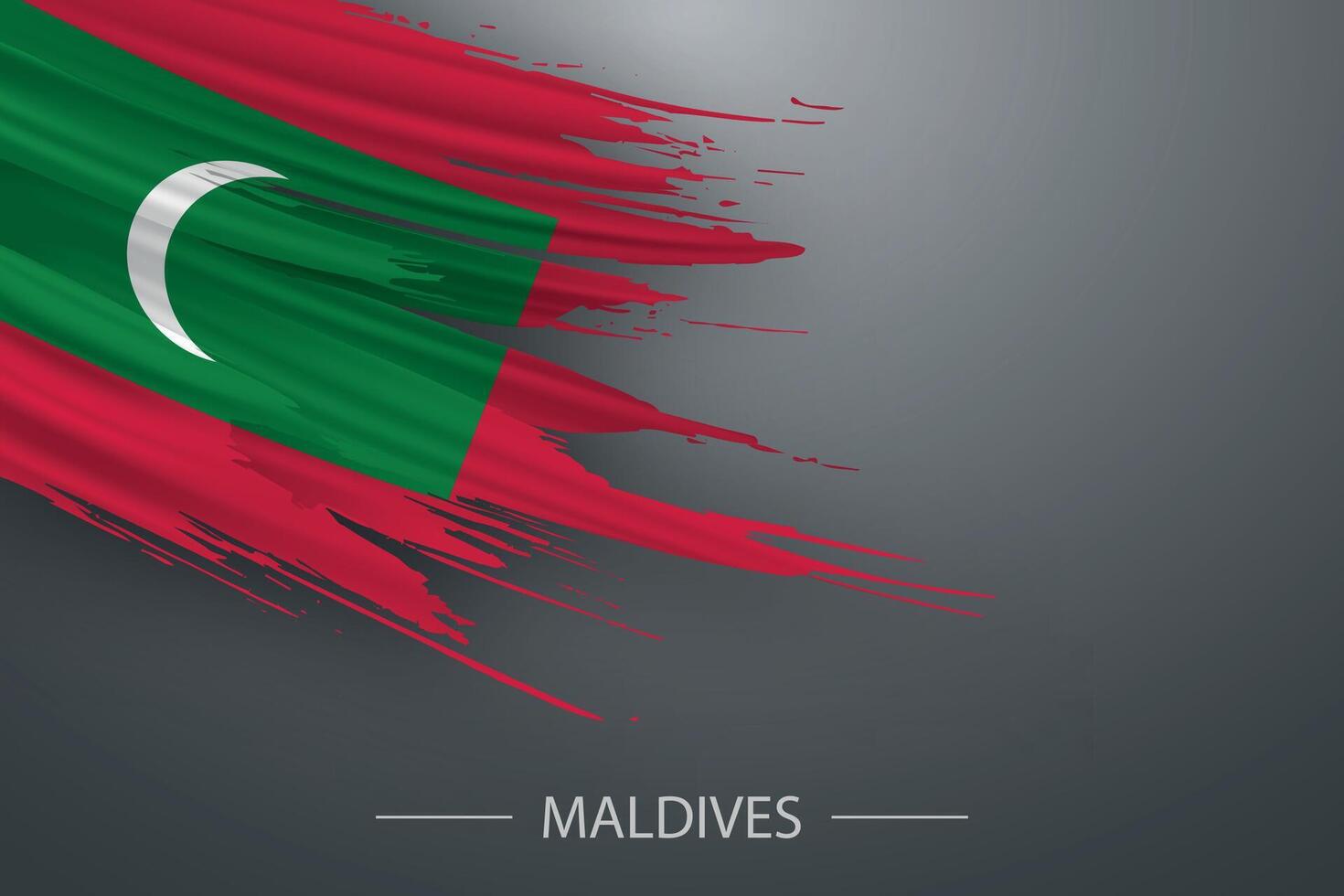 3d grunge borsta stroke flagga av maldiverna vektor