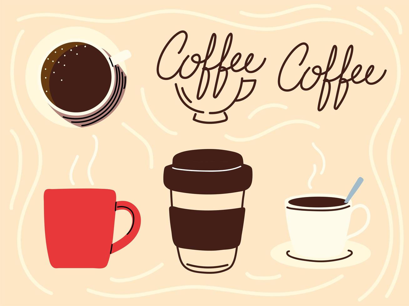 Kaffeegetränk Icon Set vektor