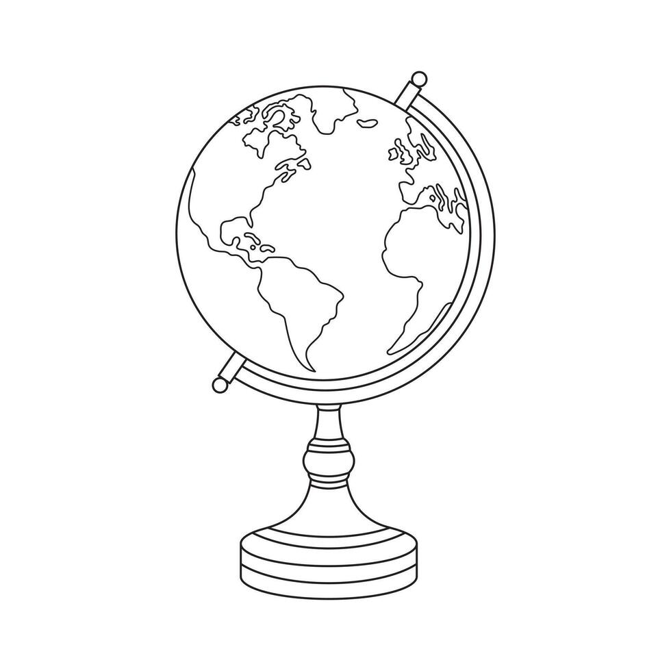 Hand gezeichnet Kinder Zeichnung Karikatur Vektor Illustration Erde Globus Symbol isoliert auf Weiß Hintergrund